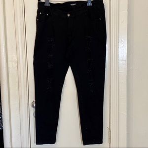 1826 Black Distressed Denim Skinny Leg Jeans Sz 22